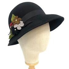 Usado, Chapéu flor de feltro autêntico PRADA preto tamanho livre design simples elegante feminino usado  comprar usado  Enviando para Brazil