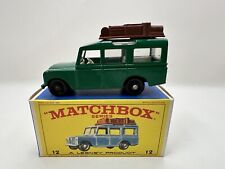 Caixa de fotos Matchbox Lesney Vintage Safari Land Rover #12 verde em azul EXCELENTE comprar usado  Enviando para Brazil