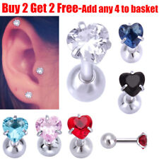 Usado, Surgical Steel Heart Crystal Daith Tragus Stud Cartilage Helix Stud Bar Earrings segunda mano  Embacar hacia Argentina