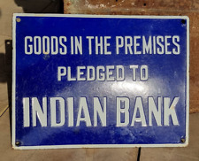 Vintage Old Antique Rare Indian Bank Adv. Embossed Porcelain Enamel Sign Board for sale  Shipping to South Africa