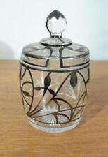 OLD SILVER OVERLAY GLASS SUGAR JAR AND LID 4.25 X 2.75 for sale  Shipping to South Africa