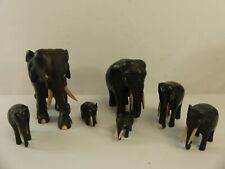 Used, (RefJOH11) Family of dark wooden elephants seven for sale  Shipping to South Africa