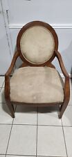 Cadeira de braço de madeira com assento e encosto tecido de camurça, estilo vintage, usado comprar usado  Enviando para Brazil