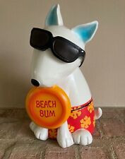 Used, 11" Beach Bum Dog Statue Bull Terrier Sunglasses Swim Trunks Frisbee for sale  Shipping to South Africa