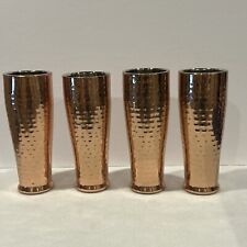 Set of 4 Heavy Hammered Copper Insulated Cold / Hot Drinking Tumbler 8 inches for sale  Shipping to South Africa