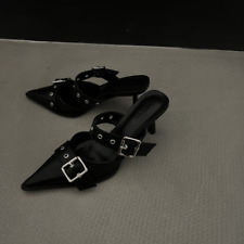 Sandálias femininas Mules biqueira pontiaguda chinelos salto gatinho sapatos slingback comprar usado  Enviando para Brazil
