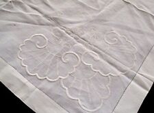 Toalha de mesa/topper vintage bordada à mão linho branco creme 31 1/2x32 comprar usado  Enviando para Brazil