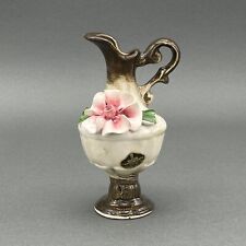 Vintage Nuova Ceramiche Capodimonte Pitcher Vase Pink Flower.  Made in Italy, used for sale  Shipping to South Africa