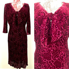 Used, Vtg RED VELVET BURNOUT Dress Maroon ISABELLE BIRD Fit and Flare SILK Rayon Sz 8 for sale  Shipping to South Africa