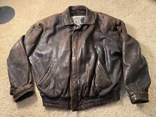 Jaqueta de couro vintage masculina M marrom zíper completo casaco bombardeiro motociclista Luis Alvear anos 90 comprar usado  Enviando para Brazil