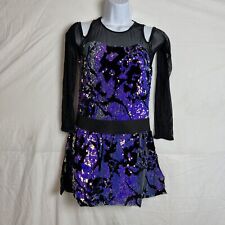 Weissman Woman's Black & Purple Sequins Dance Dress Costume Unitard for sale  Shipping to South Africa