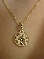 Simulated Diamond Round Cut Tree Of Life Charm Pendant In 14k Yellow Gold Plated, used for sale  Shipping to South Africa