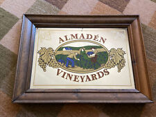 Placa de bar espelhada vintage Almaden Vineyards 21,5 X 15,5” moldura de madeira publicidade de vinho comprar usado  Enviando para Brazil