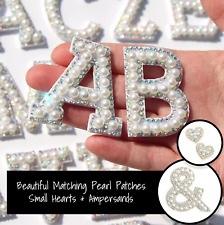Used, Pearl Patches White AB Rhinestone Sparkle Letter Alphabet Embroidery Clothes for sale  Shipping to South Africa