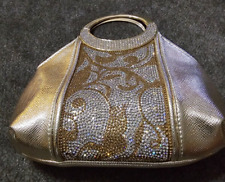 Bolsa clutch dourada metálica estampada de cristal com strass comprar usado  Enviando para Brazil