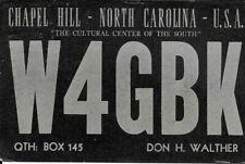 Tarjeta de radio QSL 1939 Chapel Hill Carolina del Norte segunda mano  Embacar hacia Argentina