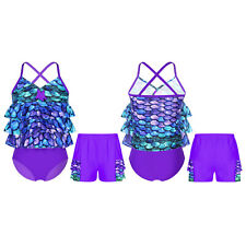 Conjunto infantil feminino terno tankini roupa sereia praia treinamento escamas de peixe verão comprar usado  Enviando para Brazil
