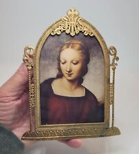 Used, Vtg Arched Gold Gilt Metal Picture Frame Gothic Cathedral JHS Madonna 4x6" READ  for sale  Shipping to South Africa