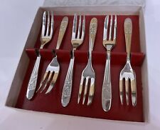 Vintage Silver Plate EPNS 12.5cm Cake Forks Sporks Flower Floral Cutlery for sale  Shipping to South Africa