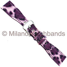 20mm Glam Rock de alta calidad hecho a mano Patent Calf Purple Leopard Print WatchBand segunda mano  Embacar hacia Argentina