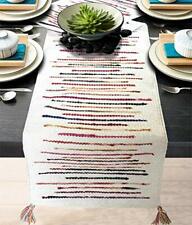 White Striped Hand Woven Dining Coffee Table Runner 13" x 72" Home Decor Gift for sale  Shipping to South Africa