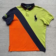 Koszulka polo Ralph Lauren Big Pony męska duża limonkowa pomarańczowa kolor blok US Open 2010 na sprzedaż  PL