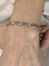 Used, 9ct Gold Amethyst & Diamond Art Nouveau Design Leaf Bracelet￼ 7.6 Grams for sale  Shipping to South Africa