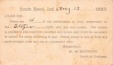 Postal Wm. M. Whitten comisario de drenaje en South Bend, Indiana ~ 126894, usado segunda mano  Embacar hacia Spain