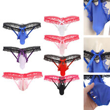 Floral Lace Mens Sissy Thong Low Rise Nightwear Elastic Waistband Bulge Pouch, used for sale  Shipping to South Africa