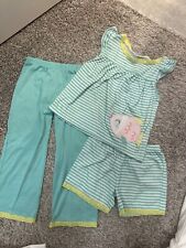 Juego de pijamas de 3 piezas para niña pequeña Carters con pescado, rayas verdes brillantes, 4T, usado segunda mano  Embacar hacia Argentina
