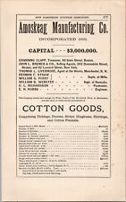 1881 amoskeag manufacturing for sale  Moneta