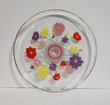 Vintage Duralex Kwiatowy talerz do serwowania Złote wykończenie Podpisane Audrey France Ciężkie szkło *ds na sprzedaż  Wysyłka do Poland