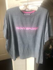 Usado, Top DKNY Sport Gris brezo oscuro, rosa y blanco manga corta recortada - talla 3X segunda mano  Embacar hacia Argentina