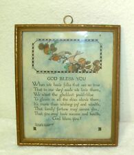 VTG Framed Motto GOD BLESS YOU Small Buzza Style 5.5 x 6.5" Wood FRAME for sale  Shipping to South Africa