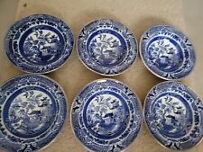 Used, Set of 6 vintage Burleigh Ware Willow Blue and White Bowls  for sale  BALLYMENA