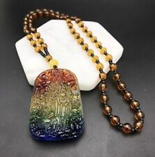Colorido Vidrio Cristal Colgante Talla Dios de la Riqueza Cuentas Collar Amuleto segunda mano  Embacar hacia Mexico
