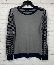 Nautica Sweater Gray Navy Blue Striped Long Sleeve Size M for sale  Shipping to South Africa