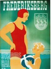 Original vintage poster FREDERIKSBERG SWIMM HALL 1938 for sale  Shipping to Canada