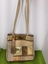 Usado, Bolsa tote Sharif couro patchwork bolsa tote multicolor bronzeada bolsa de ombro baixa EUA comprar usado  Enviando para Brazil