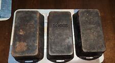 Vintage LODGE USA Cast Iron Bread Loaf Pans  10"X5"X3" Old Strait Logo Set Of 3, used for sale  Shipping to South Africa