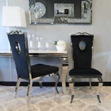 Krzesło glamour Luxury Black z przeszyciami tapicerowane czarne na sprzedaż  PL
