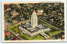 Lincoln Nebraska State Capitol Aerial View Vintage Linen Postcard F11 for sale  Shipping to South Africa