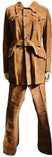 Vintage 1970's Suede Leather Mens Safari Coat Pantalones Suit Trench Tower Bridge S segunda mano  Embacar hacia Argentina