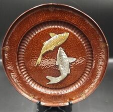 JAPANESE MID TO LATE 20TH CENTURY HAND-HAMMERED COPPER PLATE WITH KOI DESIGN for sale  Shipping to South Africa