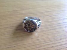 Unusual illustrated Gold-Toned Bezel "George & the Dragon" Signet Ring Size W." for sale  BURY ST. EDMUNDS