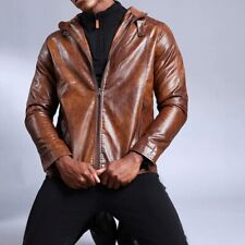 Leather Jackets Genuine Lambskin Men's Brown Biker Classic Collection Motorcycle for sale  Shipping to South Africa