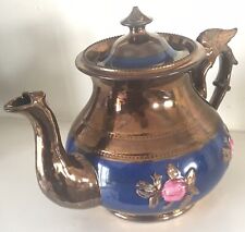 Quality Teapot Lustre Copper Glaze Rose Floral Eagle Handle Dated 1893 for sale  HOLYHEAD
