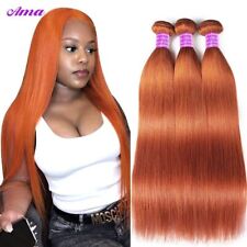 3/4 PCS Orange Ginger Straight Human Hair Bundles Brazilian Hair Weave Remy Hair for sale  Shipping to South Africa