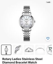 Rotary Ladies Stainless Steel Diamond Bracelet Watch LB05420/41/D Unwanted Gift for sale  Shipping to South Africa