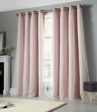 66" x 54" BECKHAM Lined Voile Eyelet Pair of Curtains PINK & White  £46 (88) for sale  Shipping to South Africa